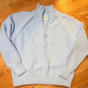 Offline by Aerie Light Blue Half-Zip Knit Sweater Chunky Size Small Pet